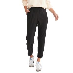 Marine Layer Allison Pant LP Large Petite Black Modal Cropped Tapered Elastic